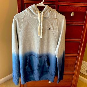 Hollister men’s hooded sweatshirt, size medium, grey and blue, ombre, hoodie